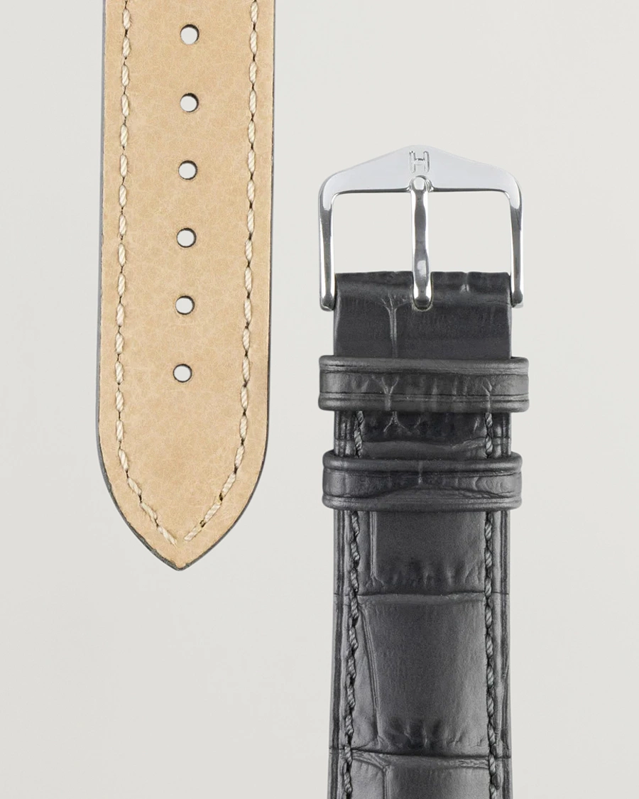 Mies |  | HIRSCH | Duke Embossed Leather Watch Strap Grey