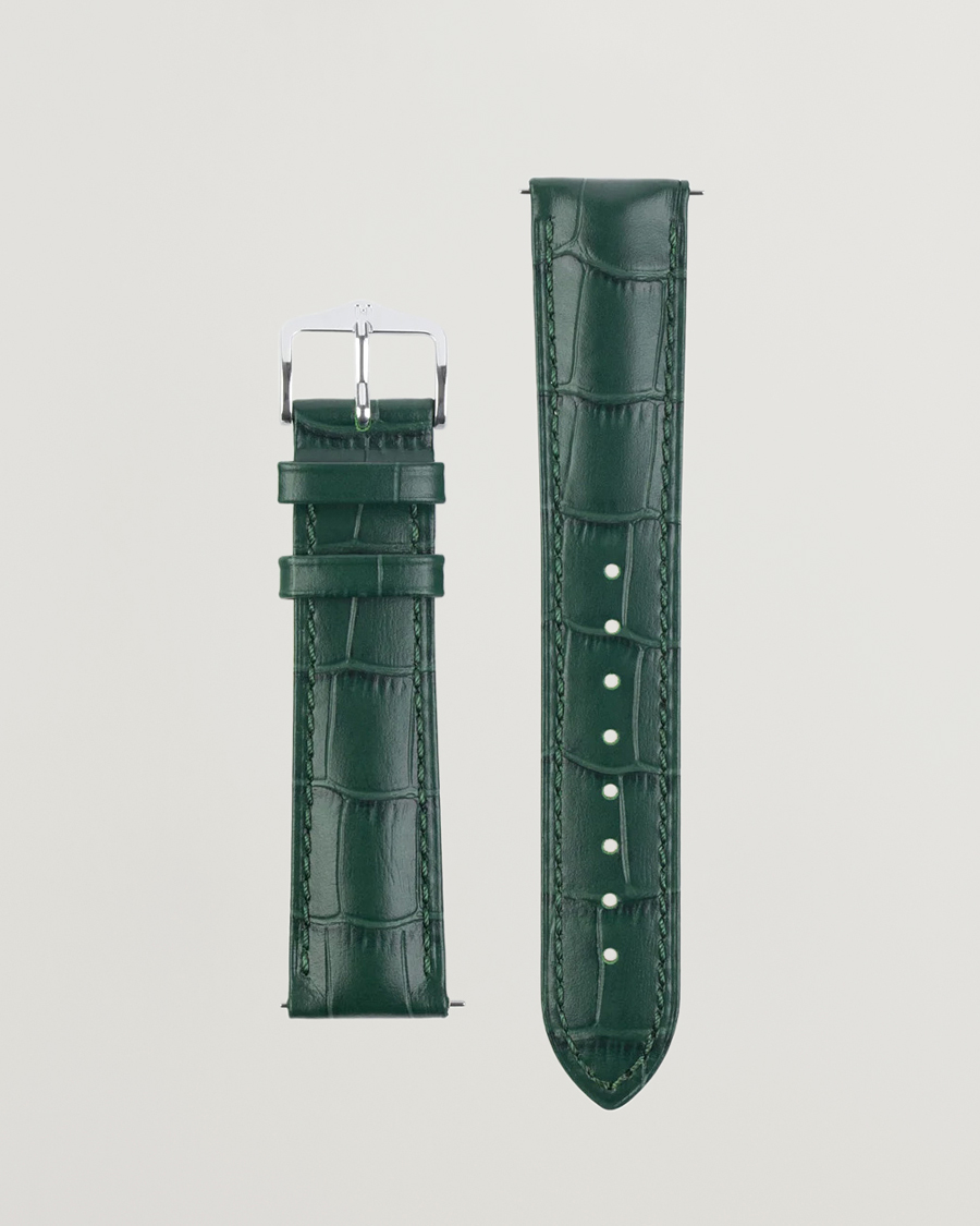 Mies | Kellonrannekkeet | HIRSCH | Duke Embossed Leather Watch Strap Green