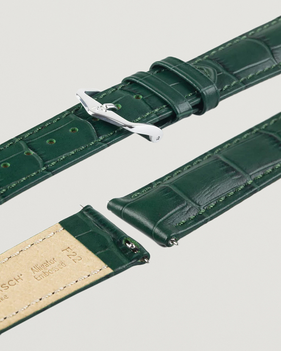 Mies | Kellonrannekkeet | HIRSCH | Duke Embossed Leather Watch Strap Green