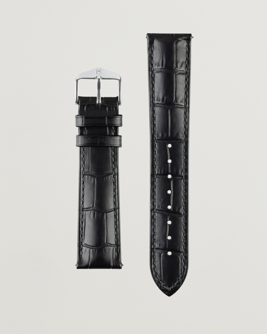 Mies | Kellonrannekkeet | HIRSCH | Duke Embossed Leather Watch Strap Black