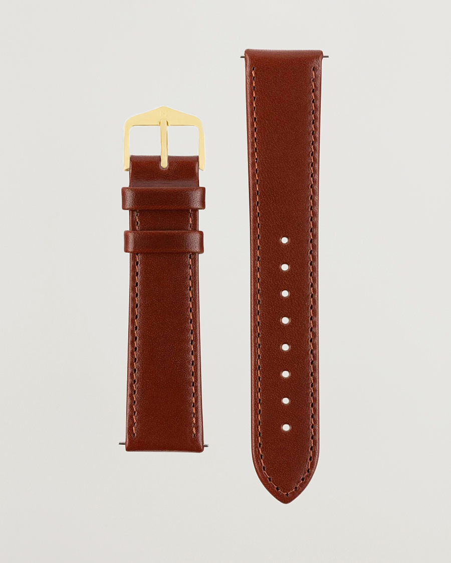 Mies | Kellonrannekkeet | HIRSCH | Osiris Calf Leather Watch Strap Mid Brown