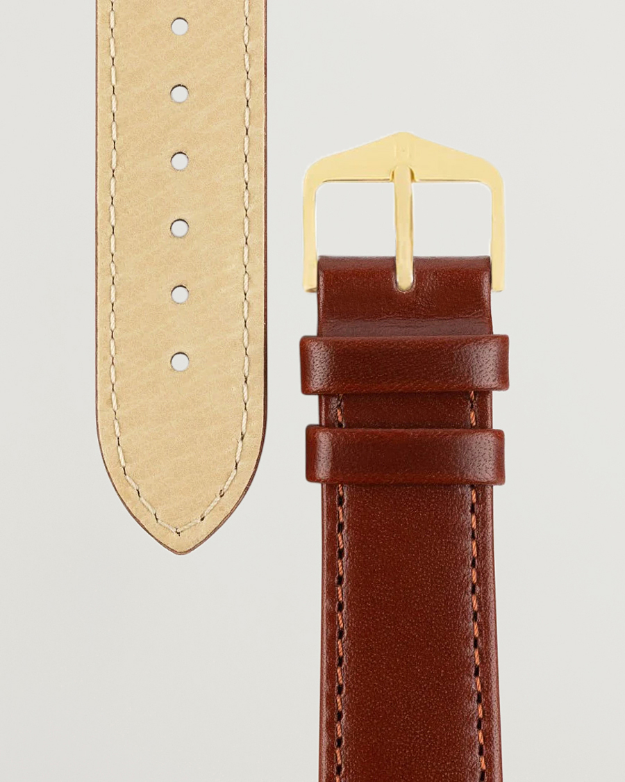 Mies | Kellonrannekkeet | HIRSCH | Osiris Calf Leather Watch Strap Mid Brown
