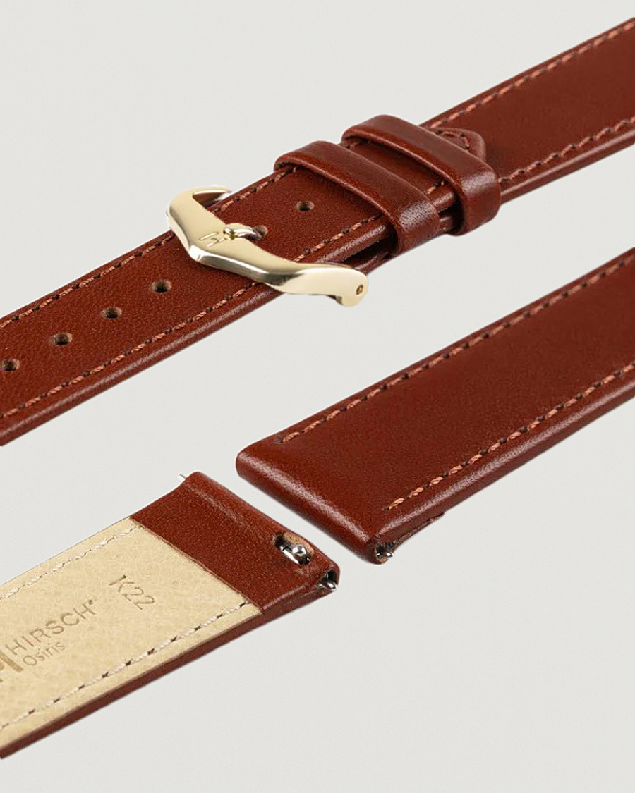 Mies | Kellonrannekkeet | HIRSCH | Osiris Calf Leather Watch Strap Mid Brown