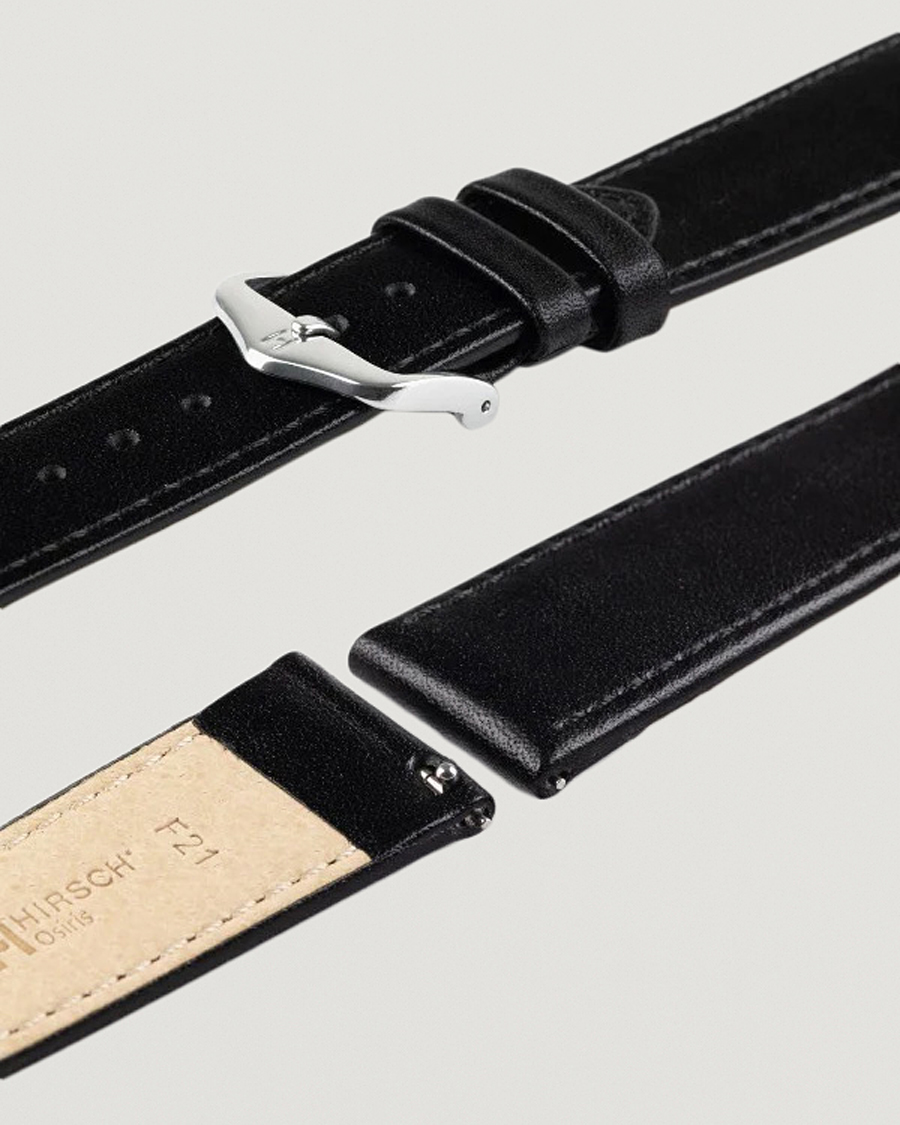 Mies | Kellonrannekkeet | HIRSCH | Osiris Calf Leather Watch Strap Black