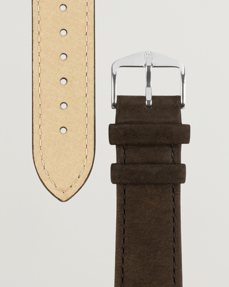 Mies |  | HIRSCH | Osiris Calf Leather Nubuck Effect Watch Strap Brown