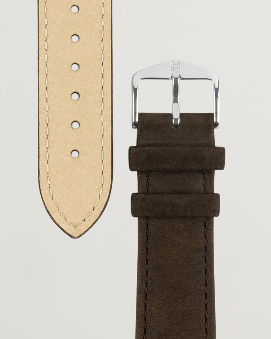 Mies | Kellonrannekkeet | HIRSCH | Osiris Calf Leather Nubuck Effect Watch Strap Brown