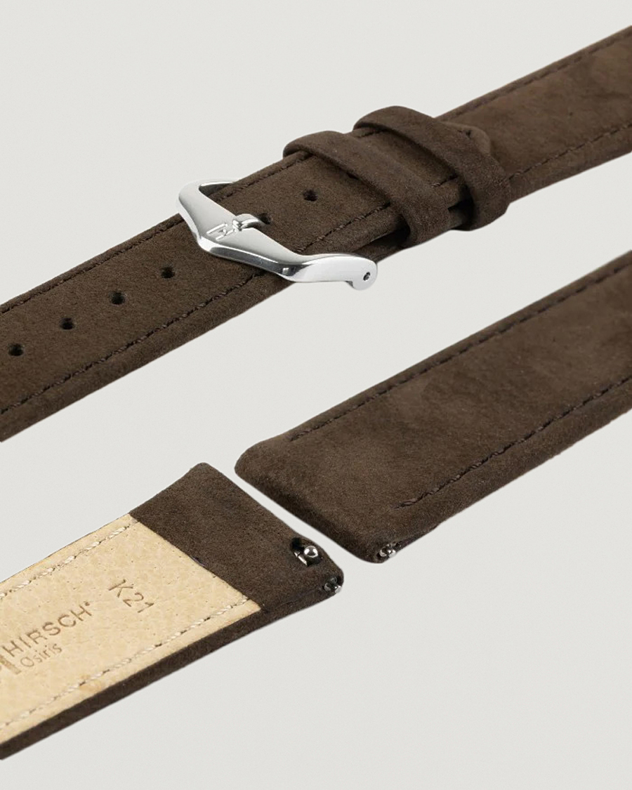 Mies | Kellonrannekkeet | HIRSCH | Osiris Calf Leather Nubuck Effect Watch Strap Brown
