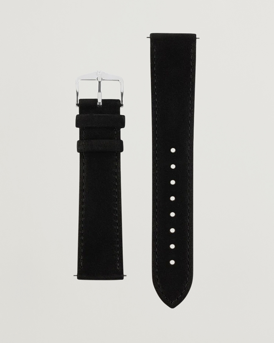 Mies | Kellonrannekkeet | HIRSCH | Osiris Calf Leather Nubuck Effect Watch Strap Black