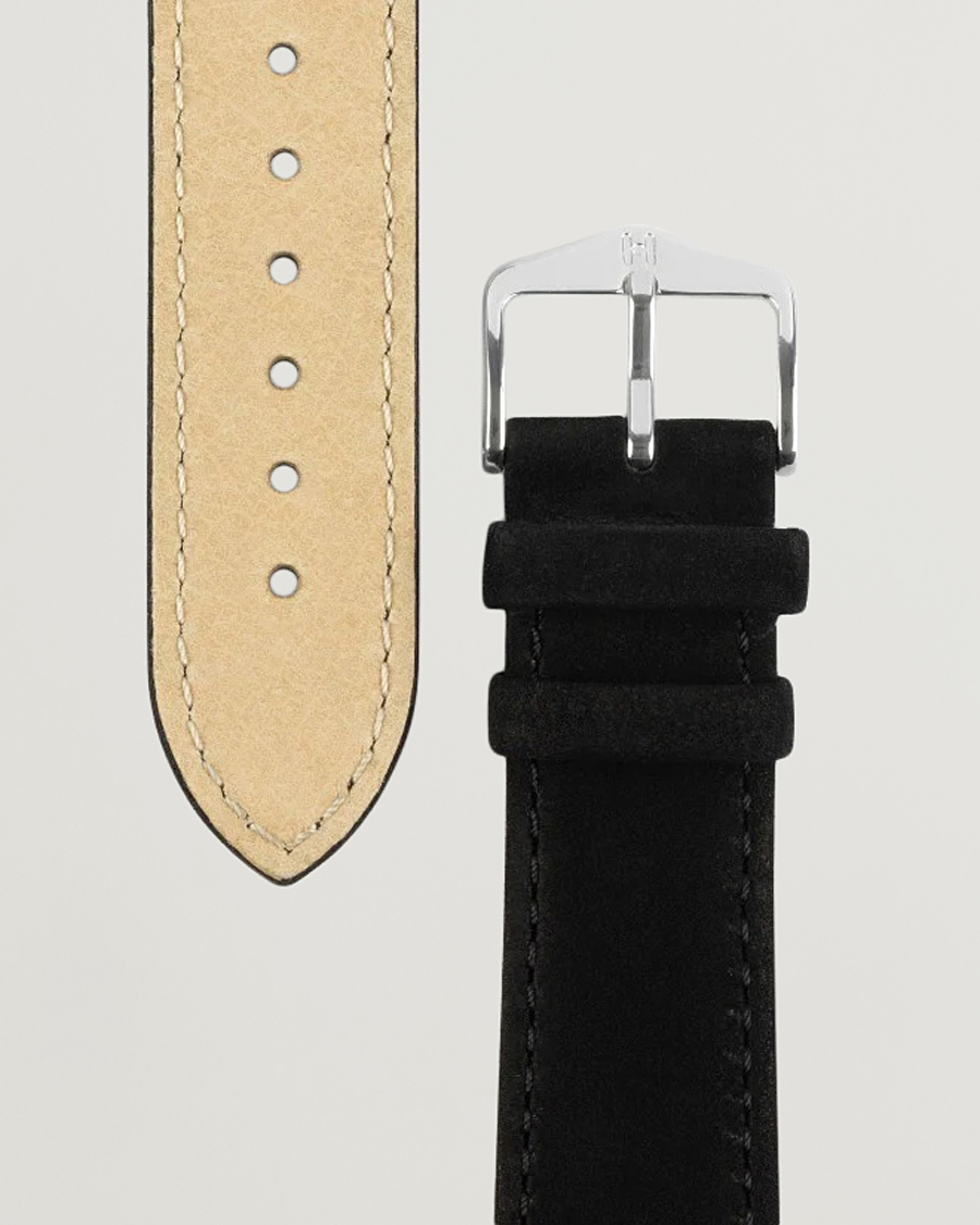 Mies |  | HIRSCH | Osiris Calf Leather Nubuck Effect Watch Strap Black