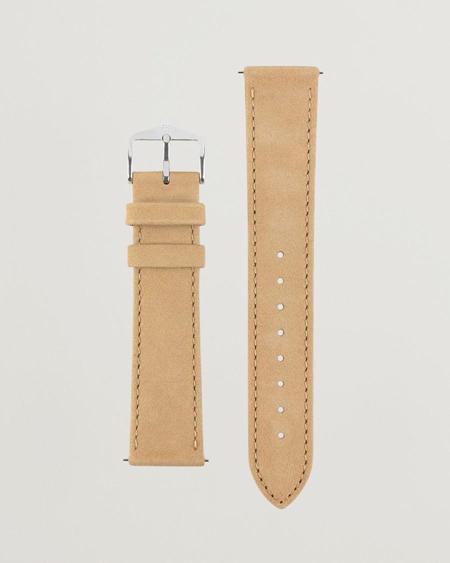 Mies | Kellonrannekkeet | HIRSCH | Osiris Calf Leather Nubuck Effect Watch Strap Beige