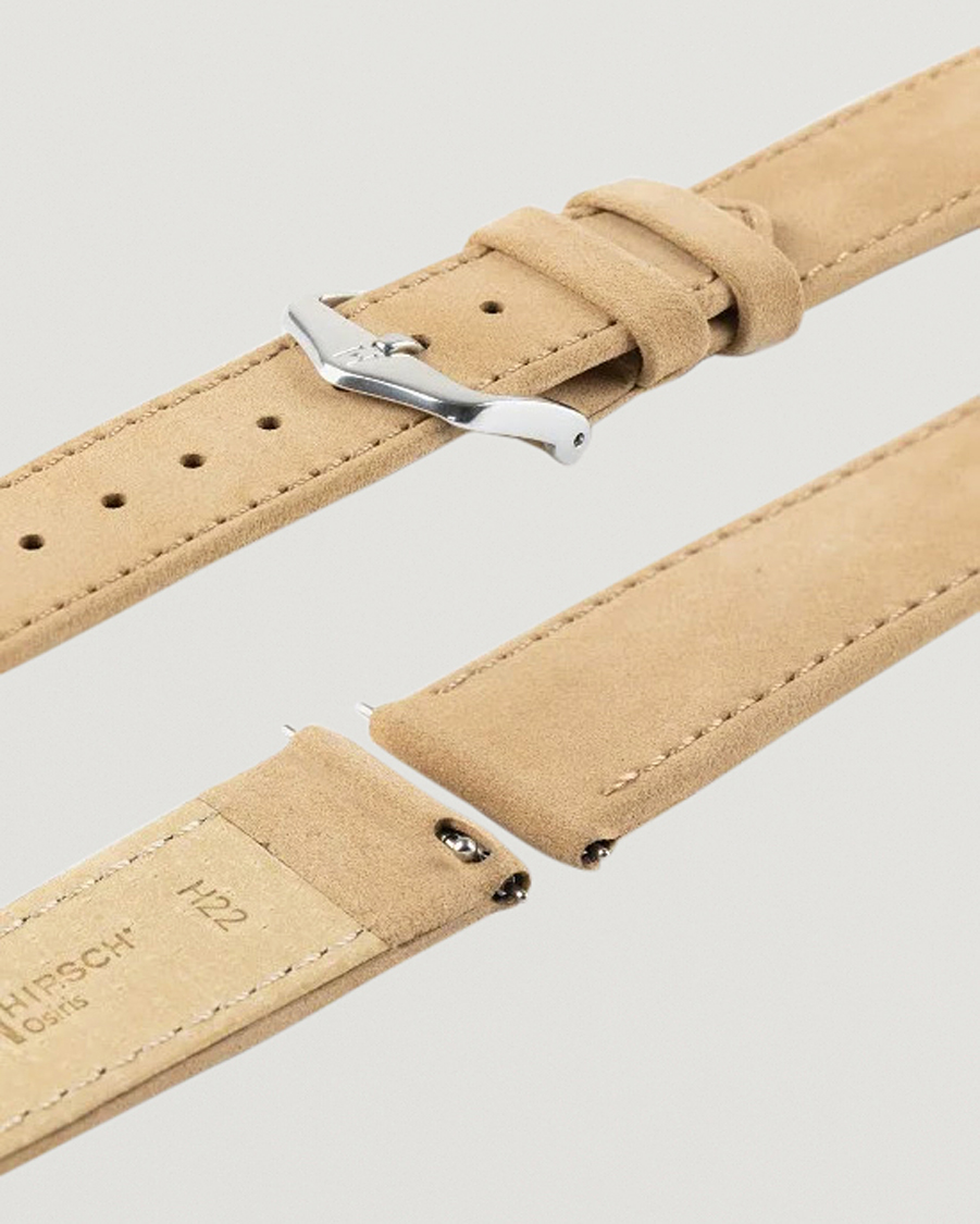 Mies | Kellonrannekkeet | HIRSCH | Osiris Calf Leather Nubuck Effect Watch Strap Beige