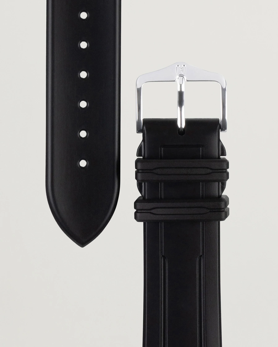 Mies | Kellonrannekkeet | HIRSCH | Hevea Rubber Watch Strap Black