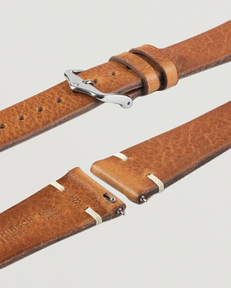 Mies | Kellonrannekkeet | HIRSCH | Bagnore Vintage Leather Watch Strap Golden Brown