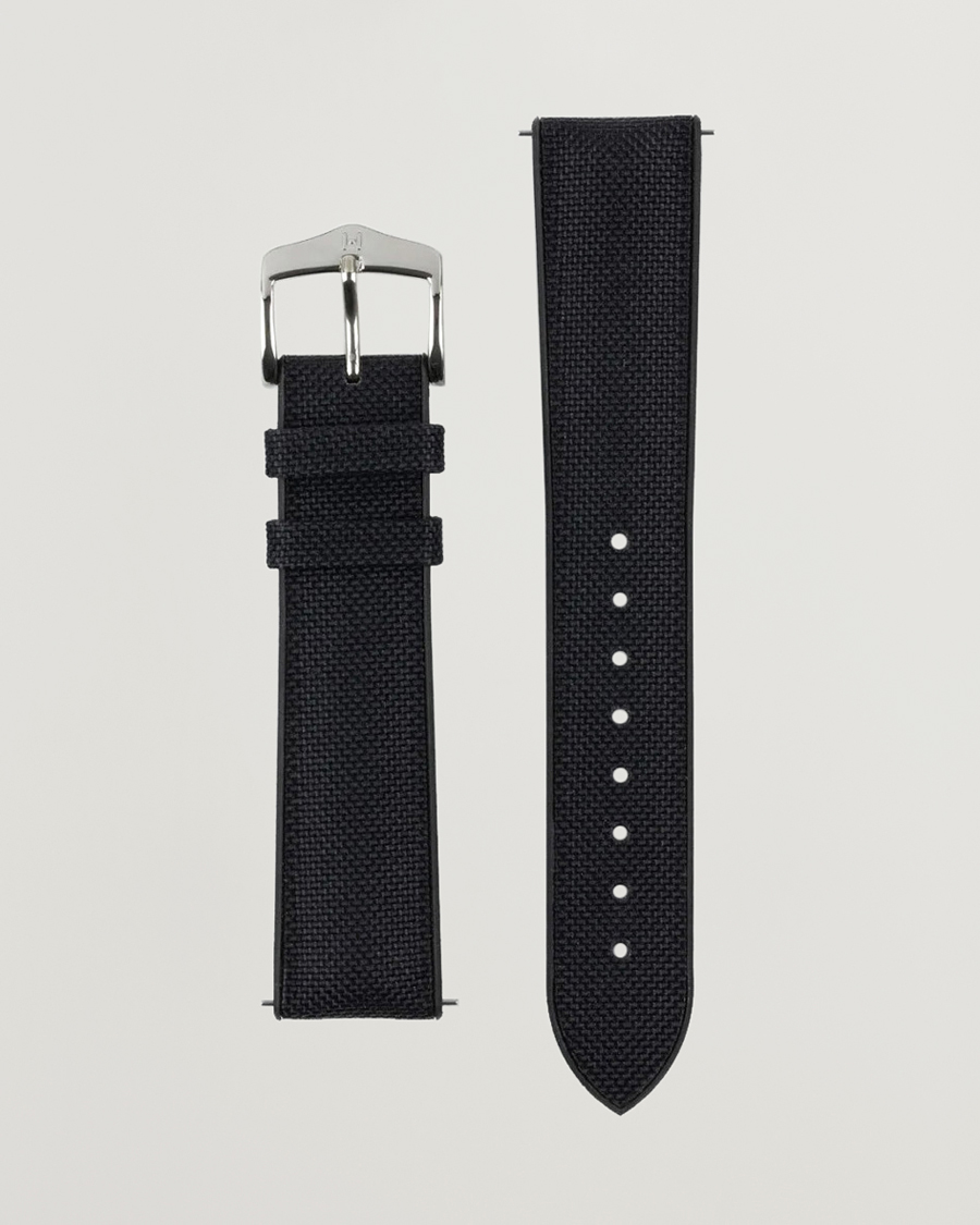 Mies | Kellonrannekkeet | HIRSCH | Arne Sailcloth Effect Performance Watch Strap Black
