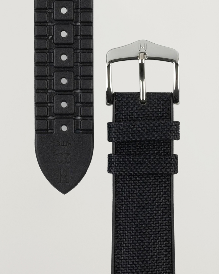 Mies | Kellonrannekkeet | HIRSCH | Arne Sailcloth Effect Performance Watch Strap Black