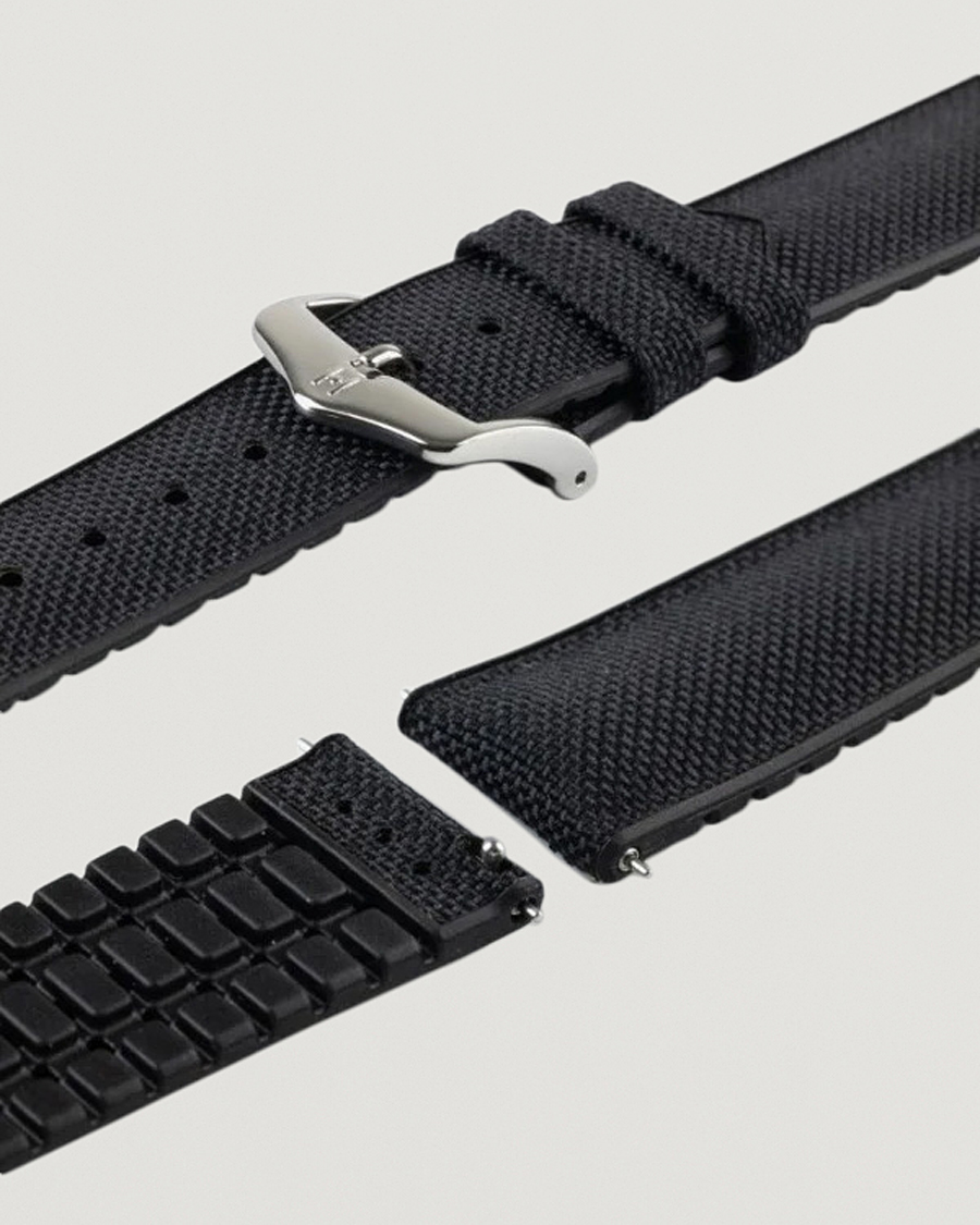 Mies | Kellonrannekkeet | HIRSCH | Arne Sailcloth Effect Performance Watch Strap Black