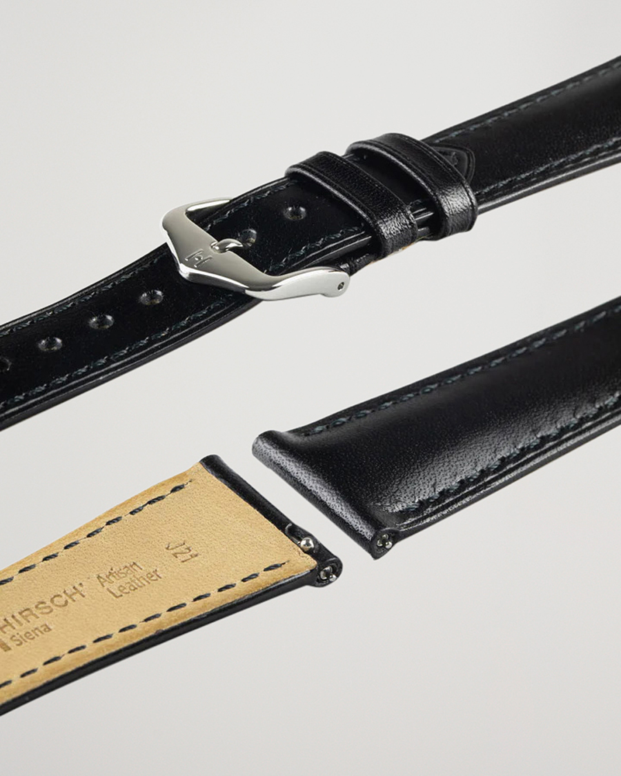 Mies | Kellonrannekkeet | HIRSCH | Siena Tuscan Leather Watch Strap Black