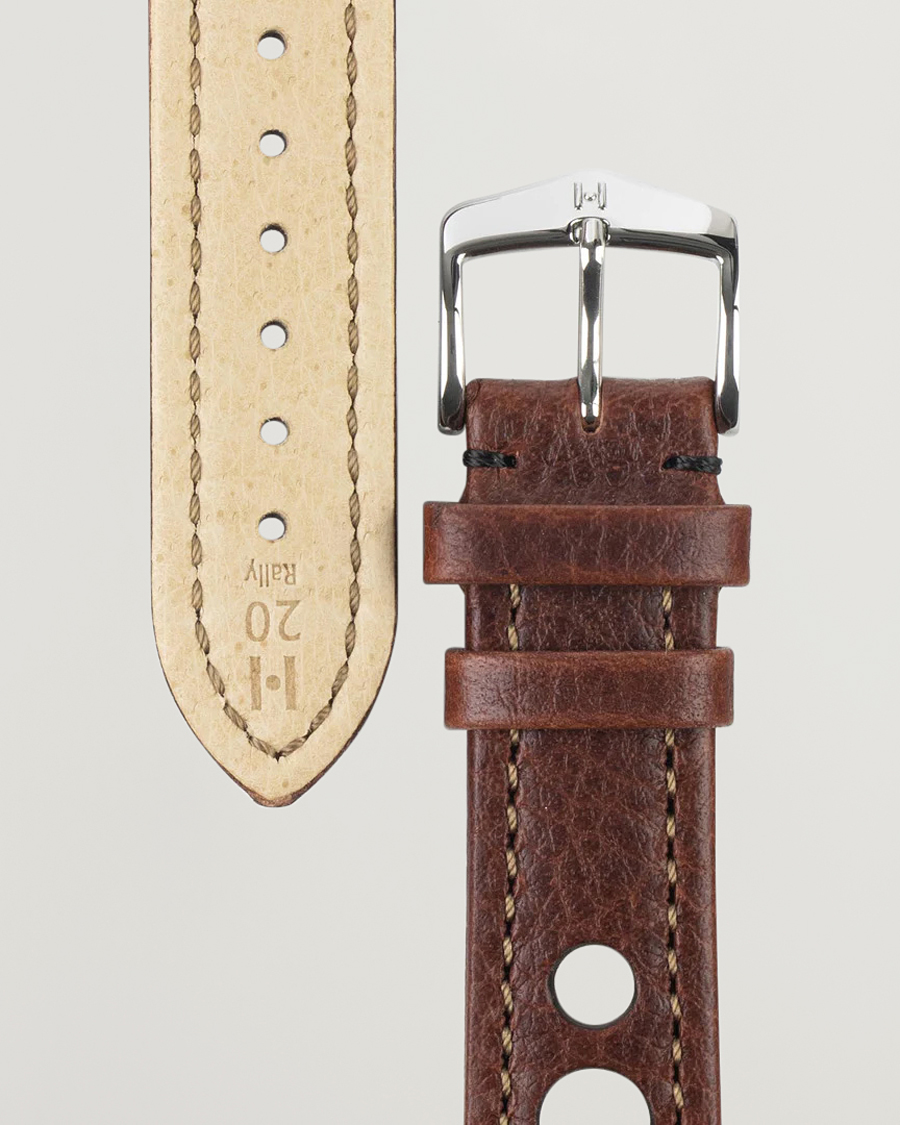 Mies |  |  | HIRSCH Rally Natural Leather Racing Watch Strap Brown