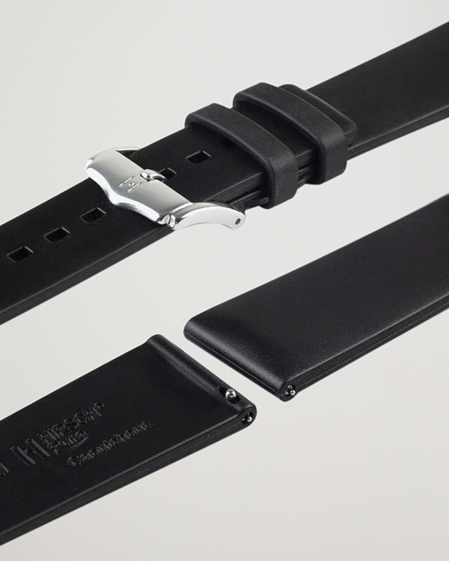 Mies | Kellonrannekkeet | HIRSCH | Pure Natural Rubber Watch Strap Black