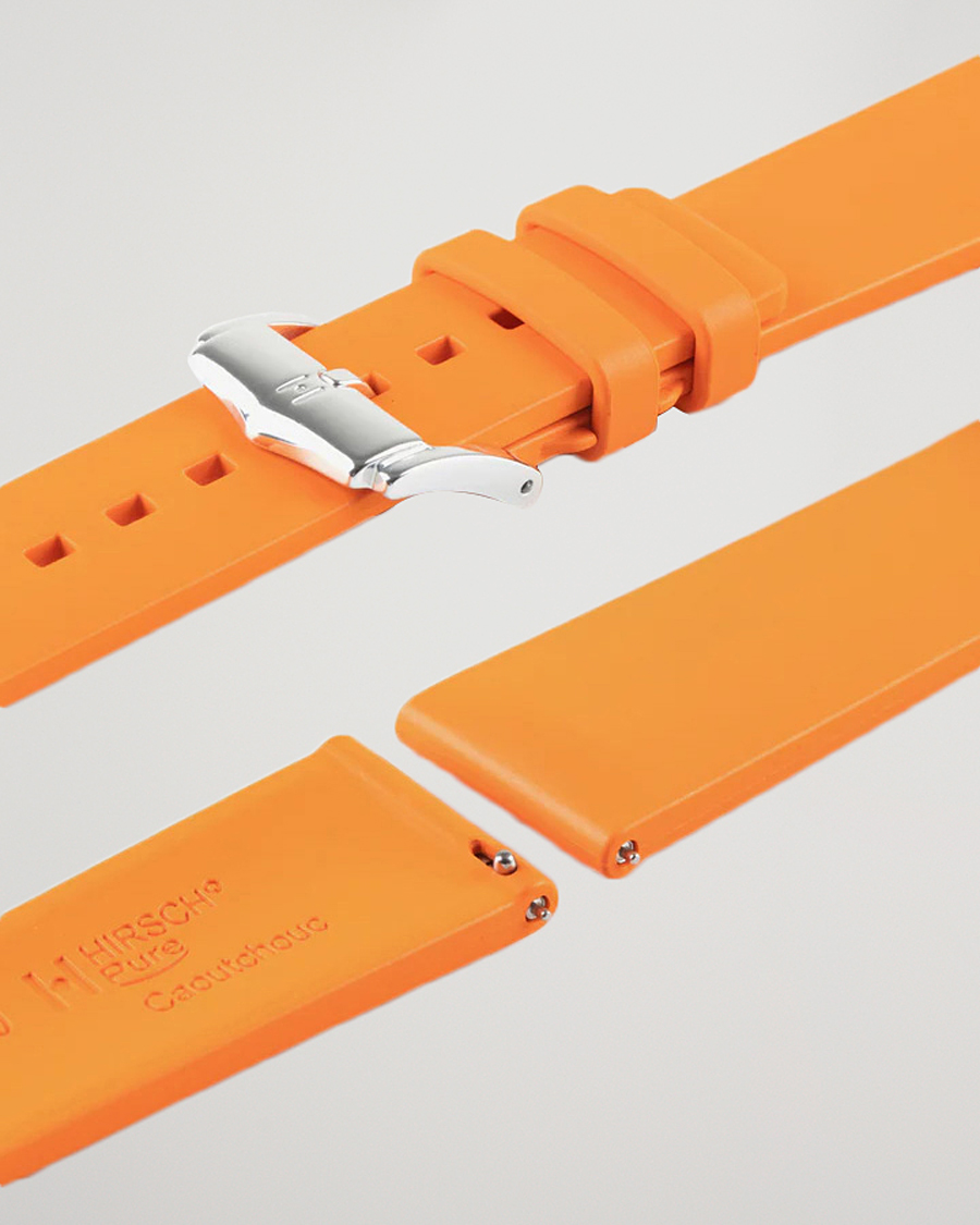 Mies | Kellonrannekkeet | HIRSCH | Pure Natural Rubber Watch Strap Orange