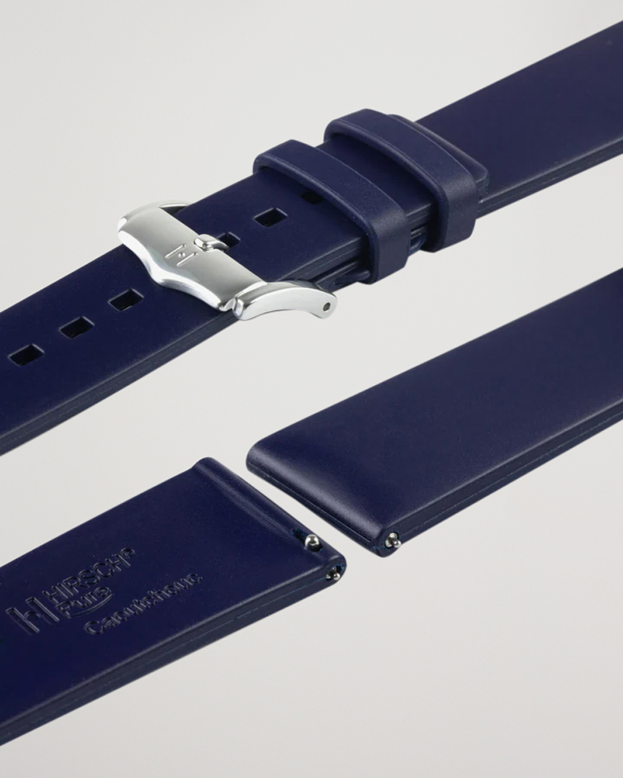 Mies | Kellonrannekkeet | HIRSCH | Pure Natural Rubber Watch Strap Blue