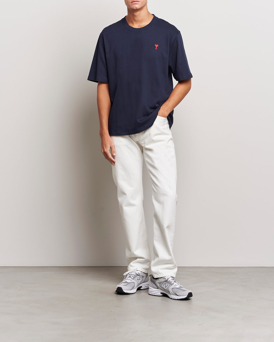 Mies | T-paidat | AMI | Heart Logo T-Shirt Night Blue