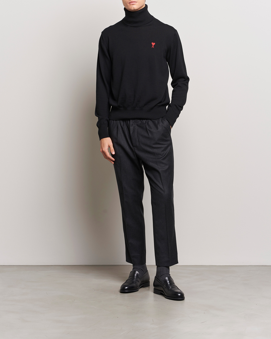 Mies | Puserot | AMI | Heart Logo Wool Turtleneck Black