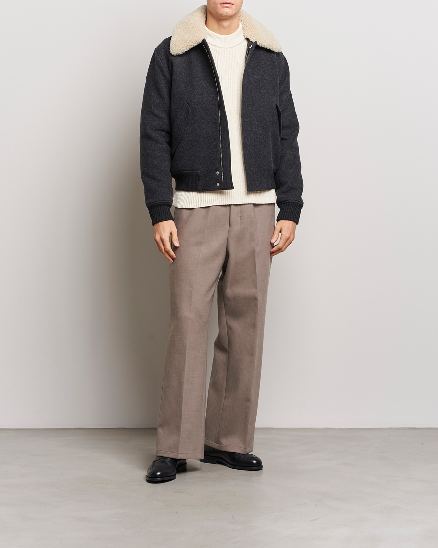 Mies | Takit | AMI | Shearling Bomber Jacket Heather Grey