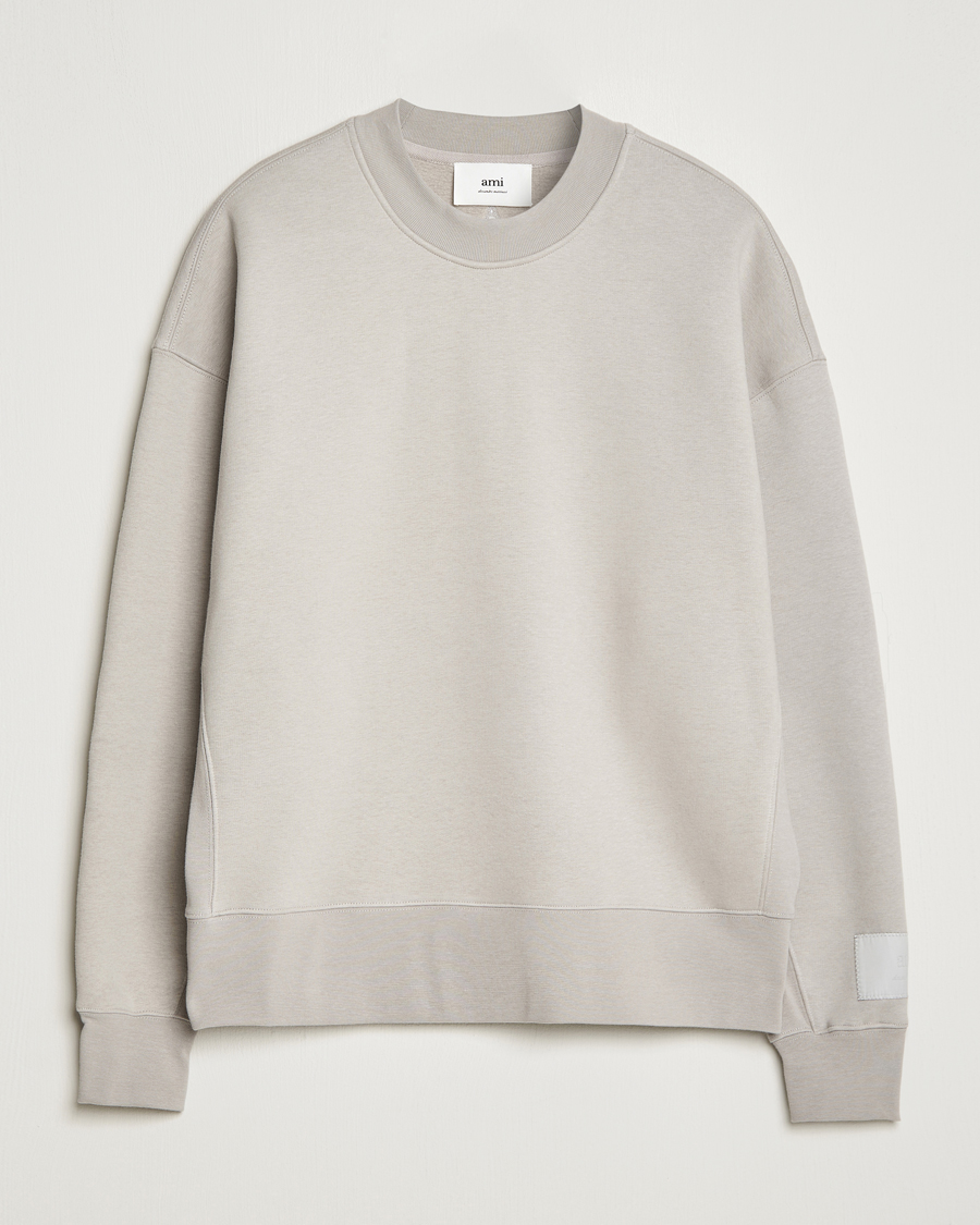 Mies | Collegepuserot | AMI | Brushed Cotton Crew Neck Sweatshirt Pearl Grey