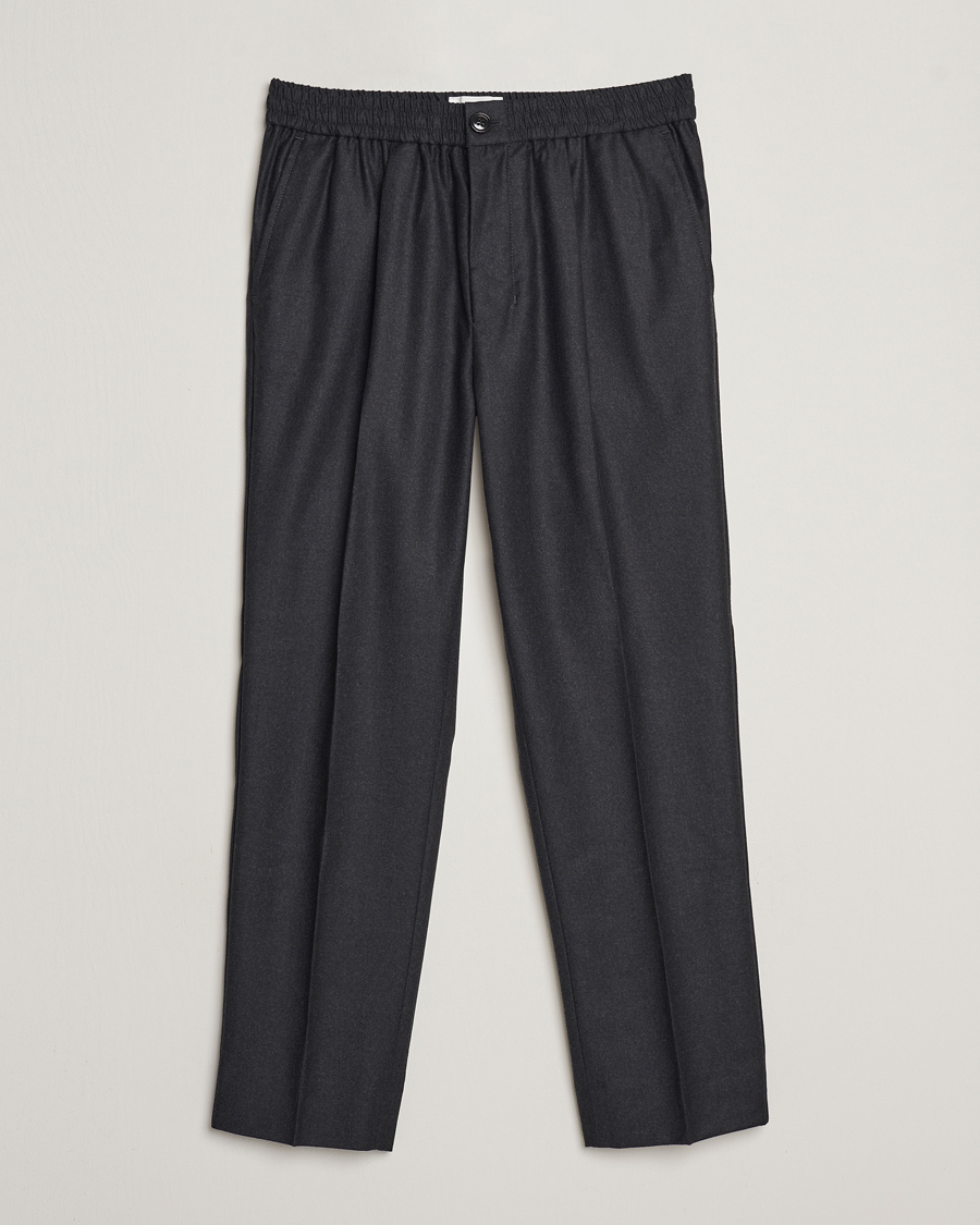 Mies |  | AMI | Flannel Drawstring Trousers Heather Grey