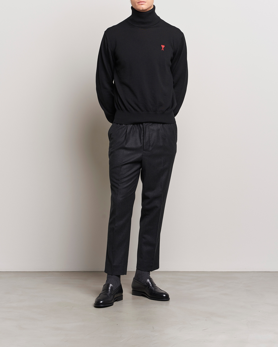 Mies | Housut | AMI | Flannel Drawstring Trousers Heather Grey