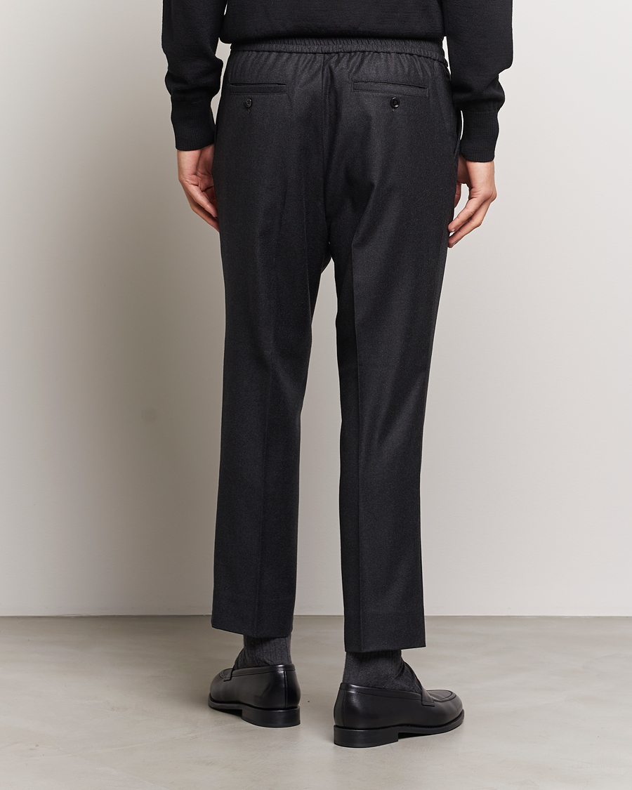 Mies | Housut | AMI | Flannel Drawstring Trousers Heather Grey