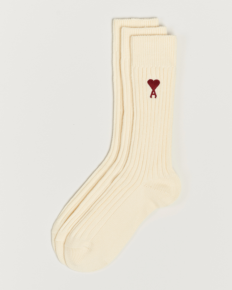 Mies |  | AMI | 3-Pack Heart Logo Socks Off White