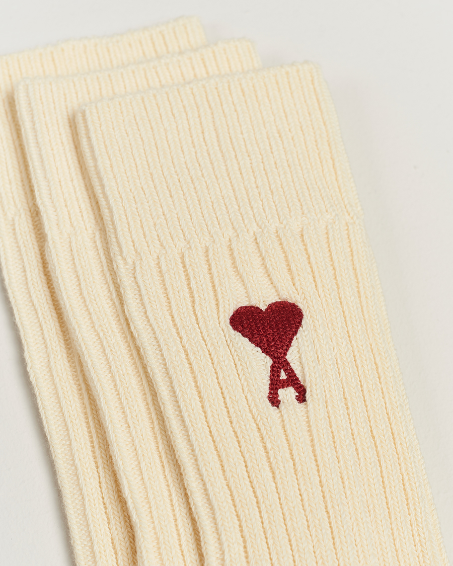 Mies | Alusvaatteet | AMI | 3-Pack Heart Logo Socks Off White
