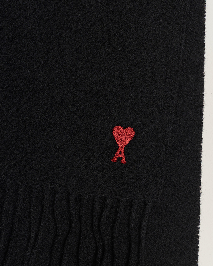 Mies | AMI Heart Logo Scarf Black | AMI | Heart Logo Scarf Black