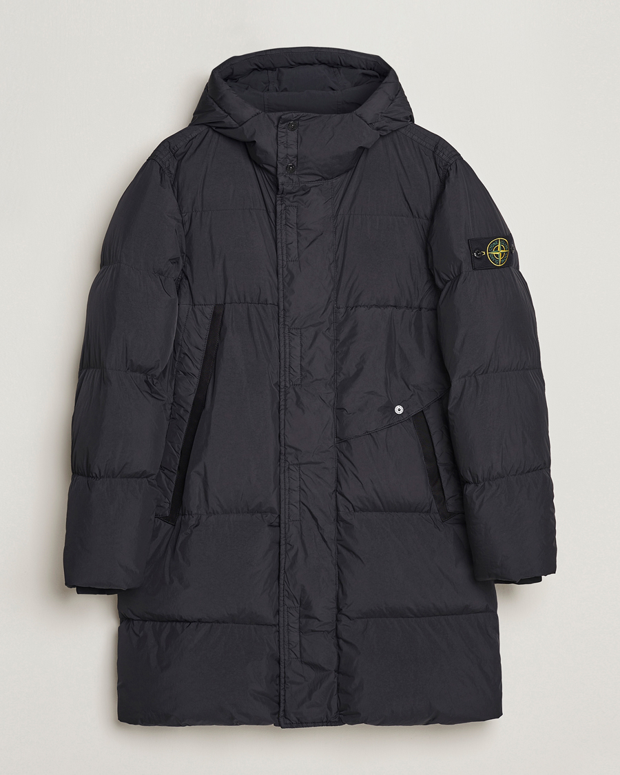 Mies | Takit | Stone Island | Garment Dyed  Recycled Nylon Long Down Jacket Black