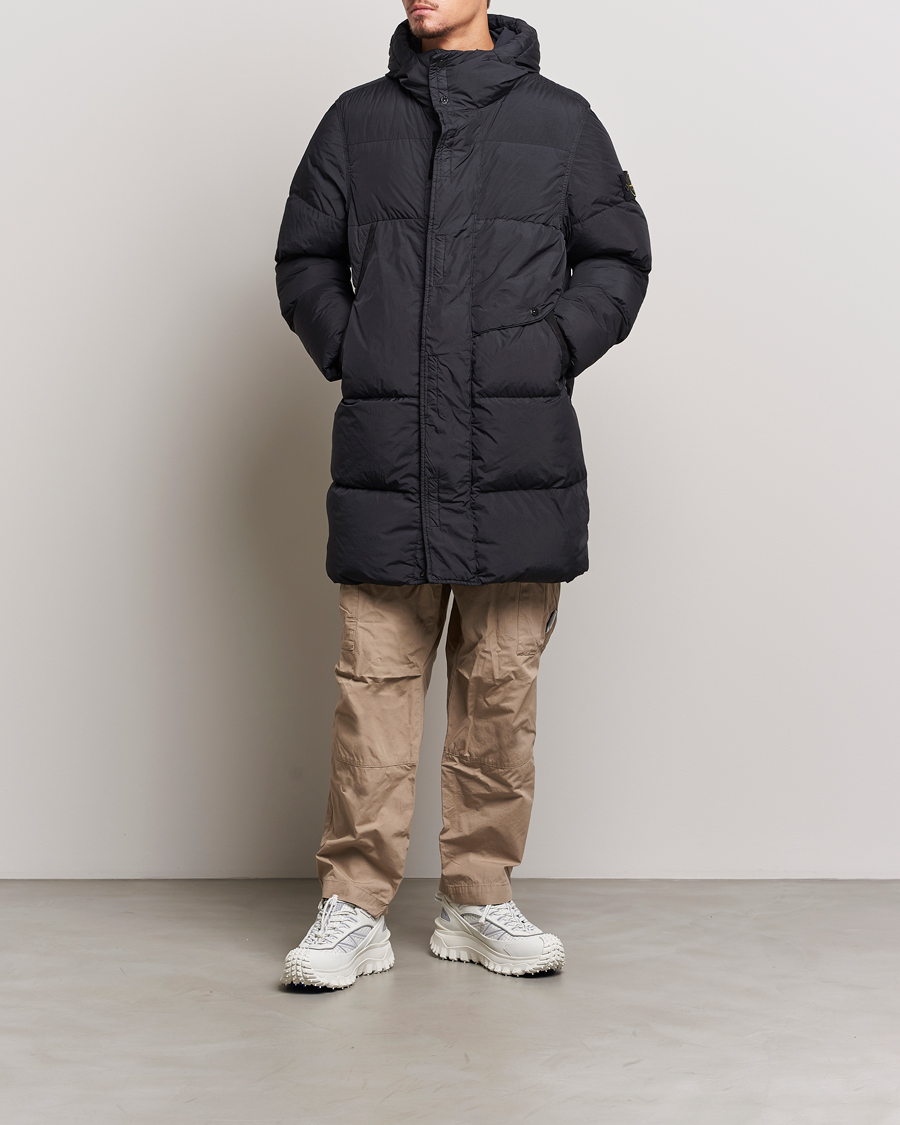 Mies | Takit | Stone Island | Garment Dyed  Recycled Nylon Long Down Jacket Black