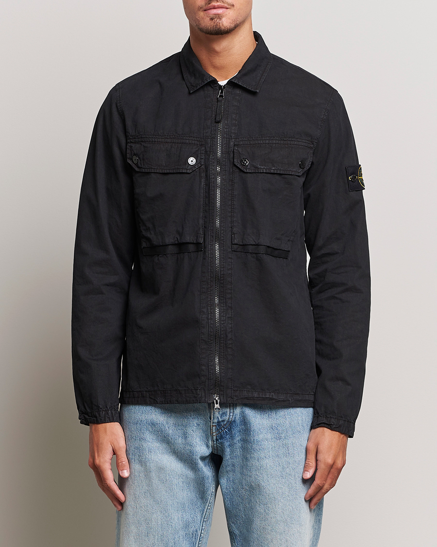 Mies | Paitatakkien aika | Stone Island | Garment Dyed  Cotton Overshirt Black