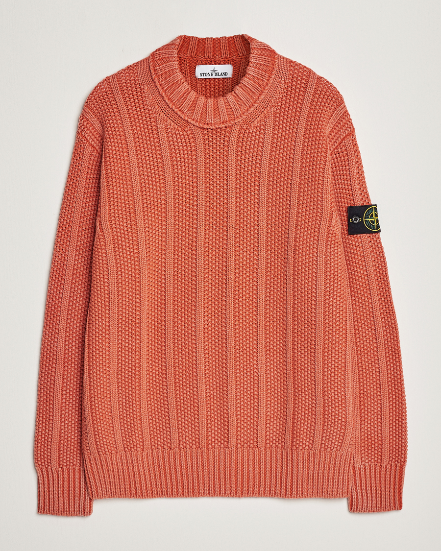 Mies | Puserot | Stone Island | Knitted Wool Crewneck Orange Red
