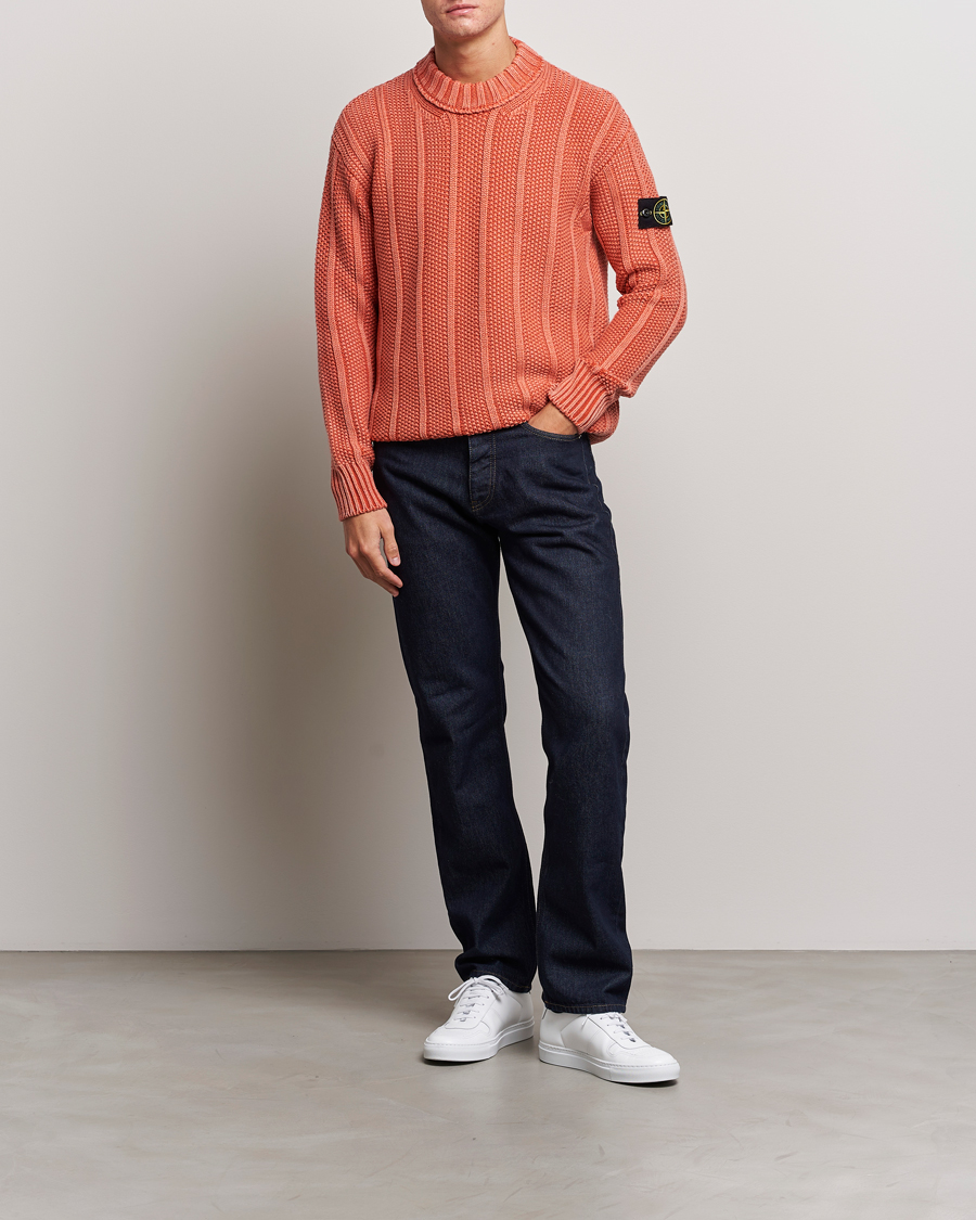 Mies | Puserot | Stone Island | Knitted Wool Crewneck Orange Red