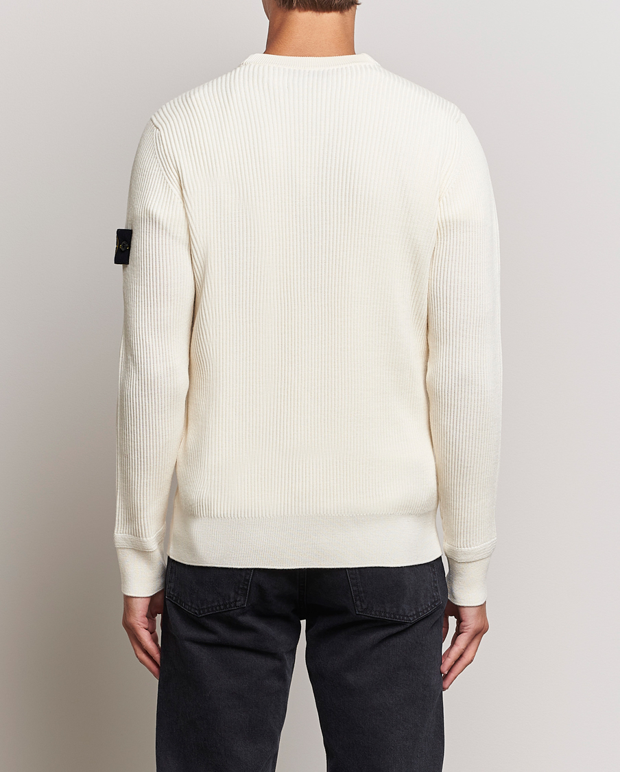 Mies | Puserot | Stone Island | Rib Knitted Wool Sweater Natural