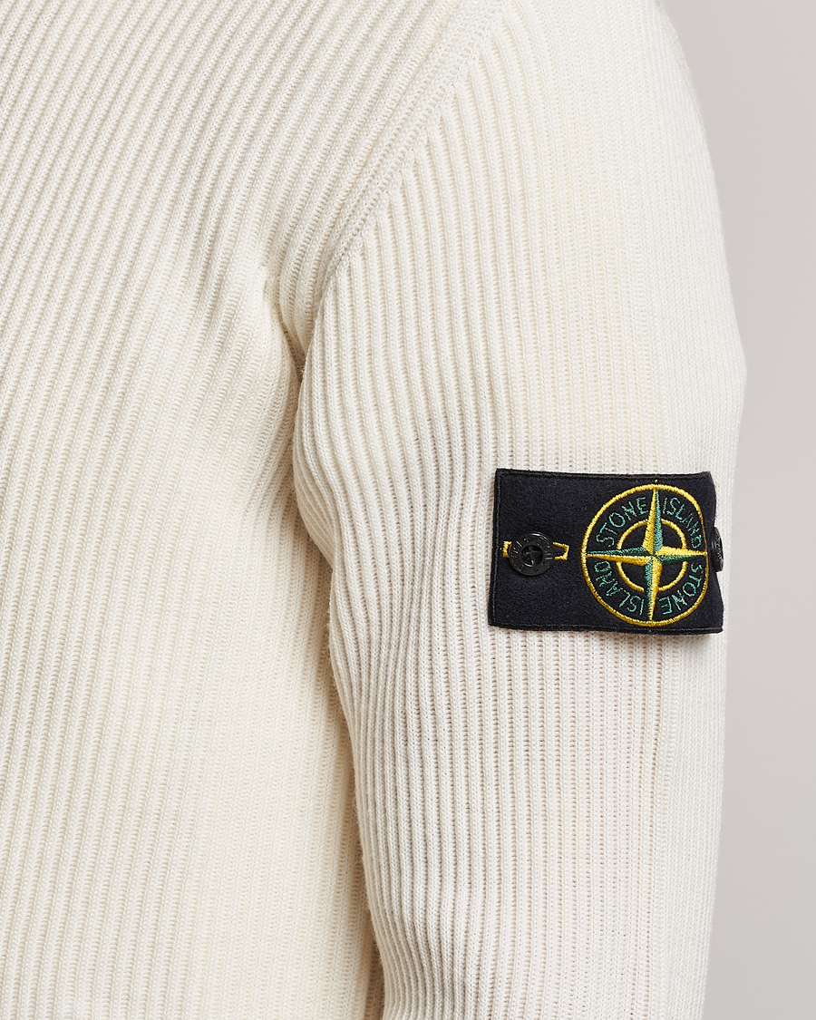 Mies | Puserot | Stone Island | Rib Knitted Wool Sweater Natural