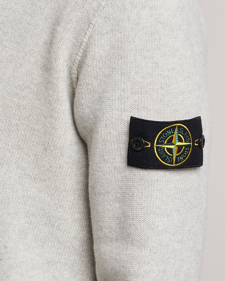 Mies | Puserot | Stone Island | Knitted Geelong Wool Cardigan Pearl Grey