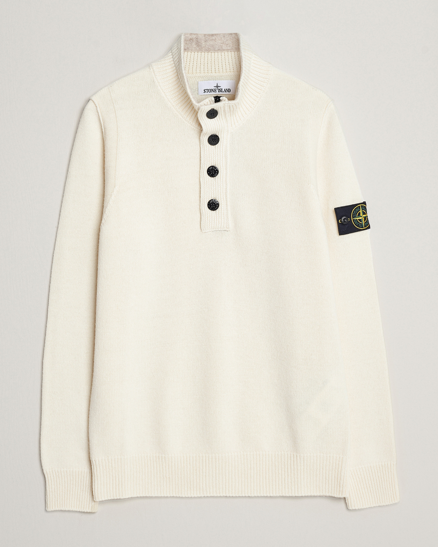 Mies | Puserot | Stone Island | Knitted Lambwool Half Button Zip Natural