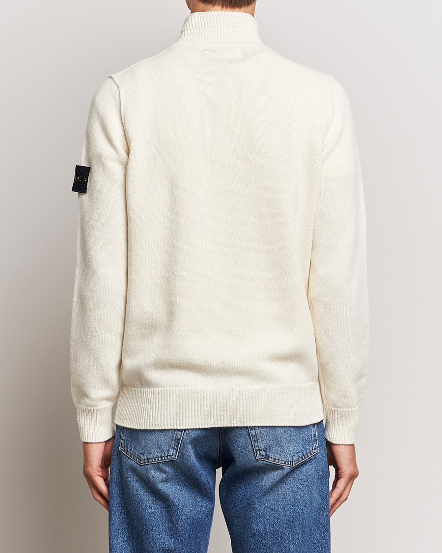 Mies | Puserot | Stone Island | Knitted Lambwool Half Button Zip Natural