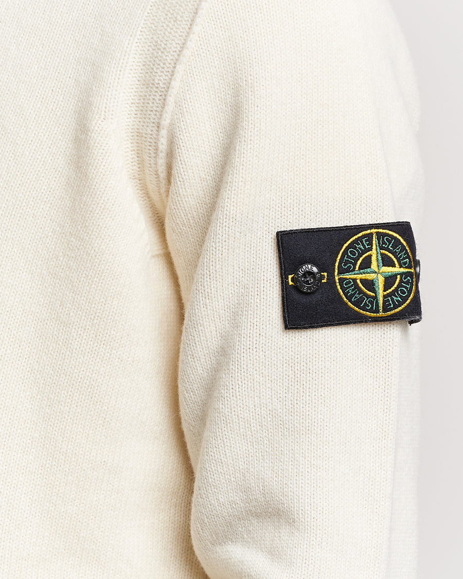 Mies | Puserot | Stone Island | Knitted Lambwool Half Button Zip Natural