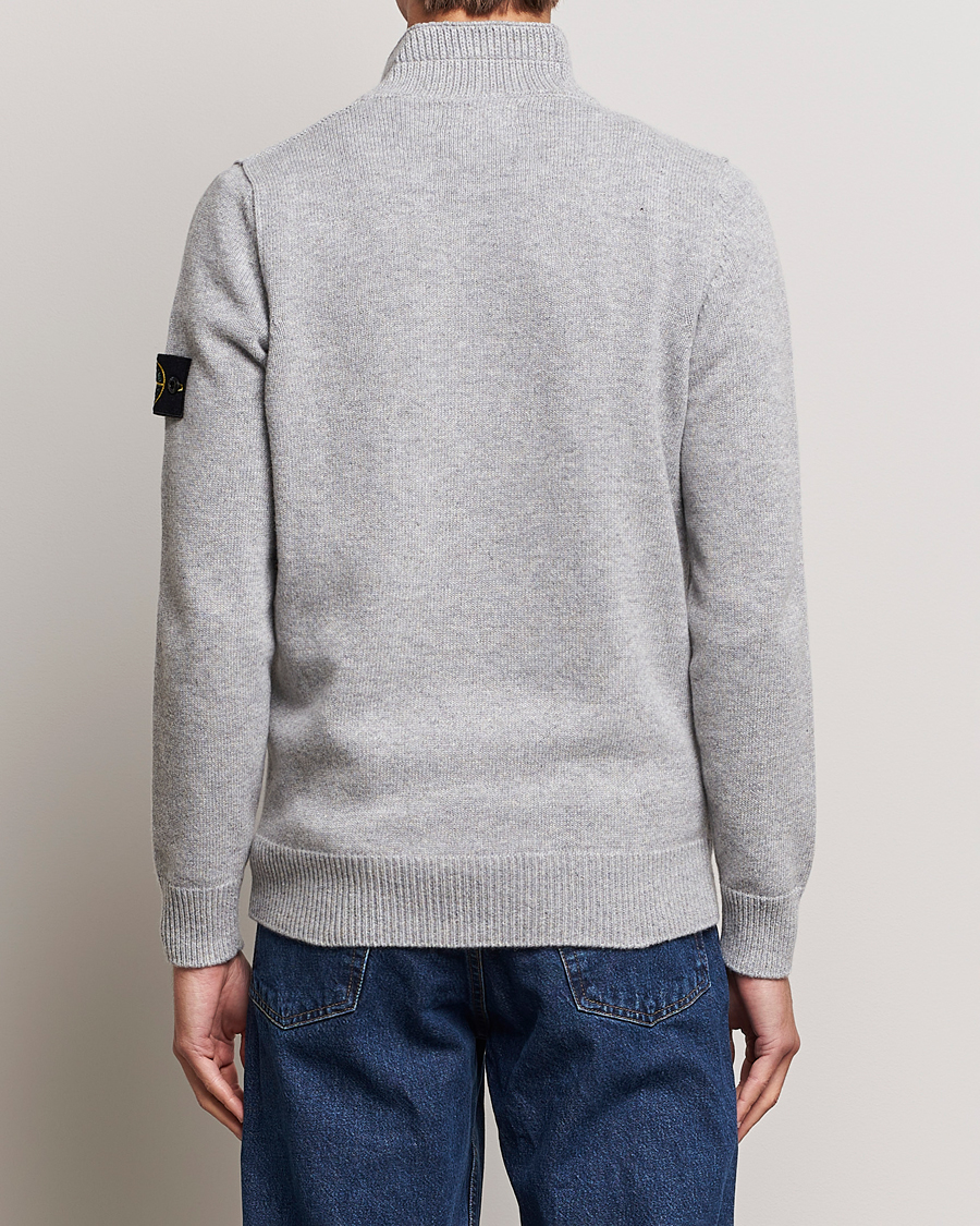 Mies | Puserot | Stone Island | Knitted Lambwool Half Button Zip Melange Grey