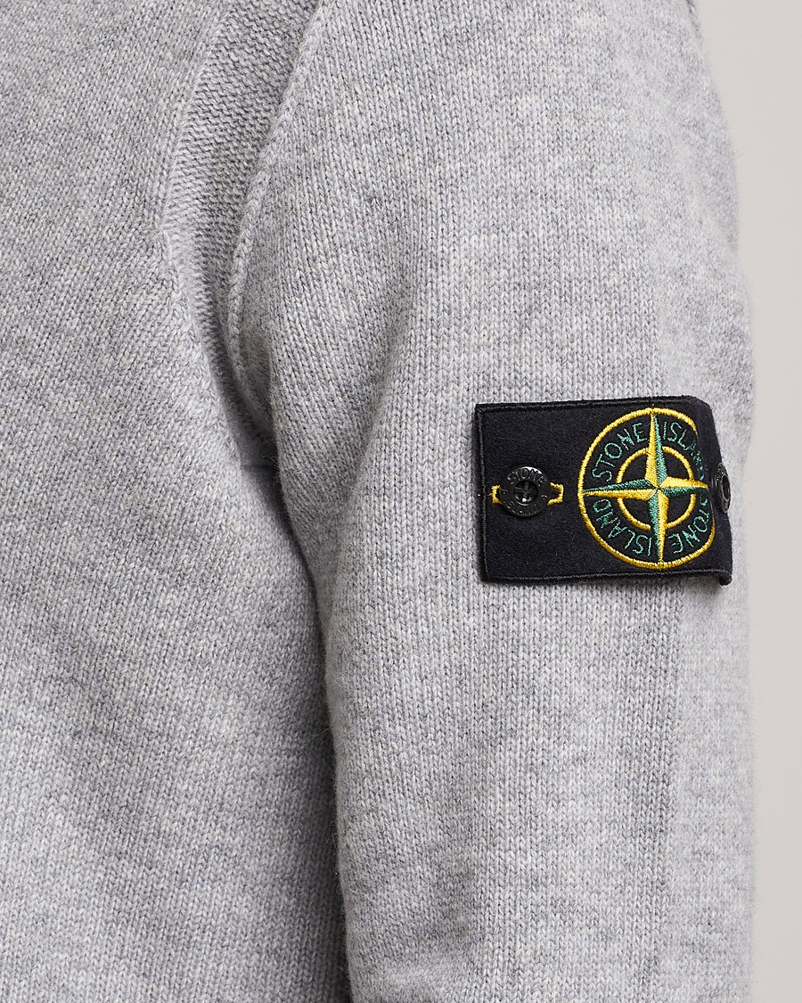Mies | Puserot | Stone Island | Knitted Lambwool Half Button Zip Melange Grey