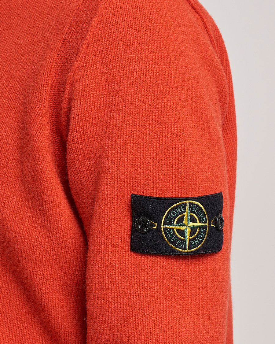 Mies | Puserot | Stone Island | Knitted Lambwool Sweater Orange Red