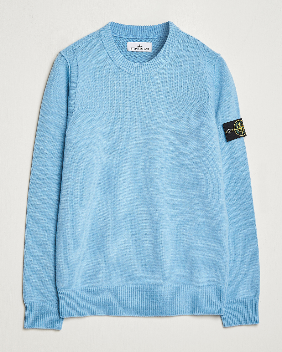 Mies |  | Stone Island | Knitted Lambwool Sweater Sky Blue